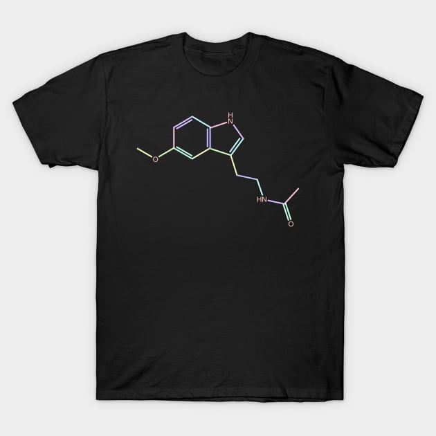 Melatonin Kawaii Pastel Rainbow Molecule T-Shirt by ChemECool